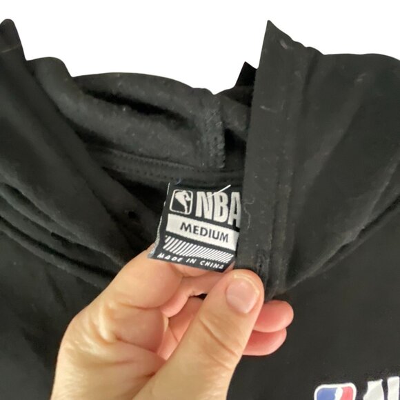 NBA Colorblock Black Gray Hoodie Sweatshirt M Logo Graphic Long Sleeves Sporty - Picture 3 of 10